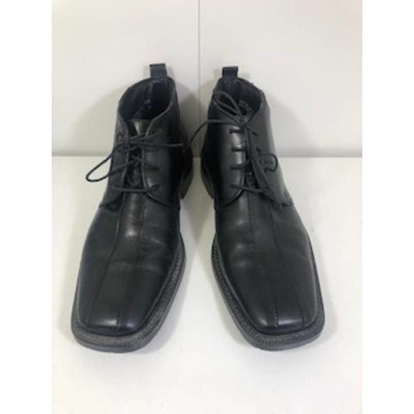 Venturini Square Toe Black Leather Lined Lace-Up Chukka Boots Mens US 11 - Picture 1 of 6